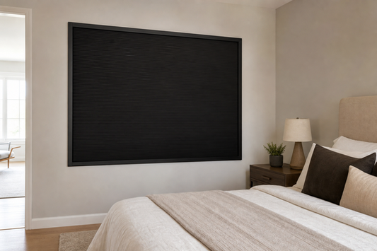 Blackout blinds for a bedroom fitted inside a modern window recess